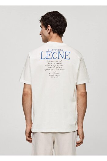 MANGO Man T-shirt με στάμπα 100% βαμβάκι