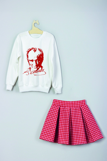MYADA Special Atatürk Printed Sweatshirt Skirt Set 10053