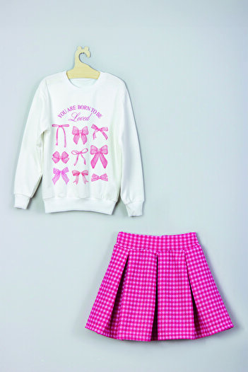 MYADA You Are Born to Be Loved - Plaid Checkered Sweatshirt and Skirt Set 22713