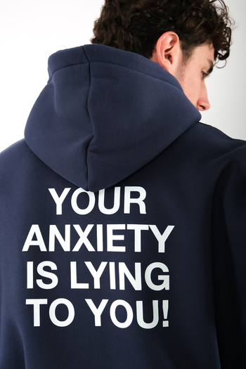 Coredra Худі Oversize Fit Hoodie Erkek - Lacivert