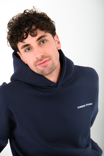 Coredra Худі Oversize Fit Hoodie Erkek - Lacivert