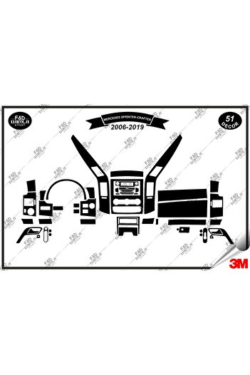 FD Damla Etiket Set complet de torpede, piept, ornamente, consolă din mahon pentru Mercedes Sprinter