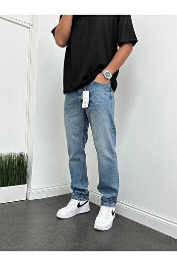 BYNO61MAN Baggy Mavi Renk Eskitme Kot Pantolon