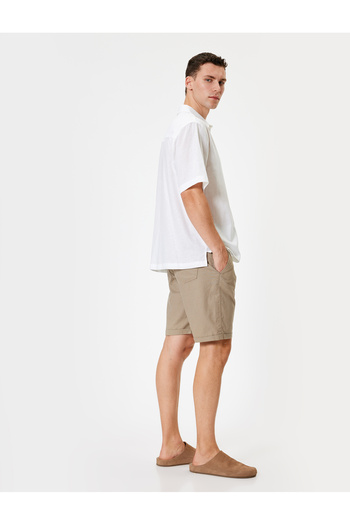 Koton Linen Blended Bermuda Shorts - Pockets and Leg Detail