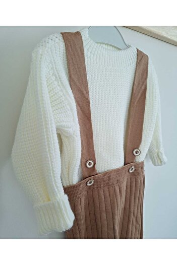 Nimini Kids Knitwear Sweater & Suspender Overalls Baby Kids Bottom Top 2 Piece Set (0-6 Years)