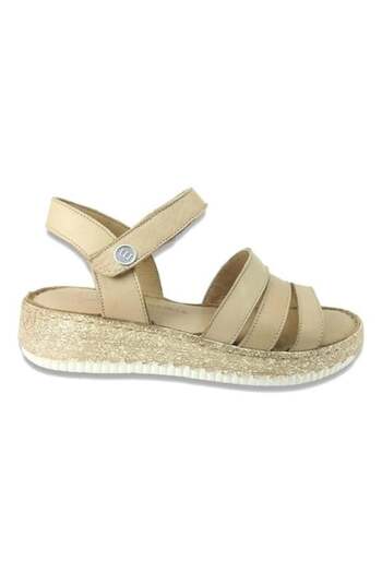 Mammamia 1220 Genuine Leather Daily Women's Sandals-Beige