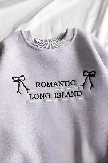 Gofeel Harajuku Street Gri Romantic Long Island 3 İplik Şardonlu Sweatshirt
