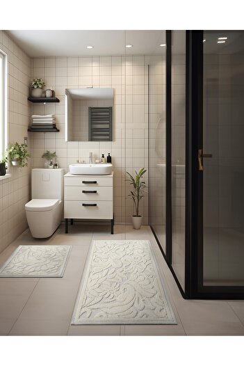 WOOF HOME Σετ μπάνιου Modern Bukle - Σετ 2 (ΦΥΣΙΚΗ/ΑΠΛΗ/ΚΟΜΜΟΥΡΑ ΑΝΤΙΓΛΙΣΤΡΙΚΗ ΒΑΣΗ)