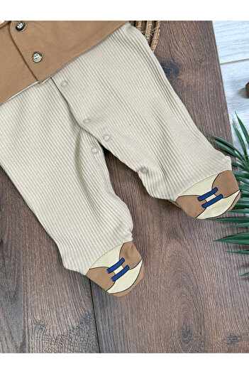 tiwitibaby Flexible Baby Boy Jumpsuit with Front Vest, Snap Fasteners and Booties