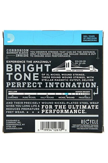 Daddario Exl120-3D 3 Set Electric Guitar String Set 9-42