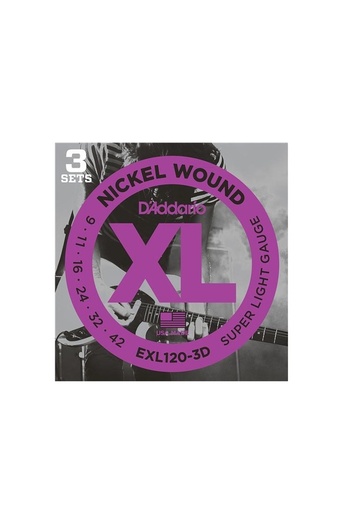 Daddario Exl120-3D 3 Set Electric Guitar String Set 9-42