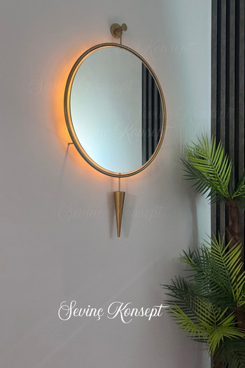 SEVİNÇ KONSEPT Led'li Kazablanka Ayna GOLD 50*90 Cm, 60*95 Cm ve 75*115 Cm Dekor Duvar Salon Banyo Makyaj Aynası