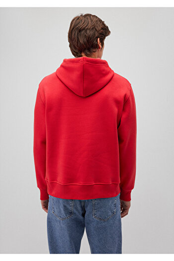 Mavi Logo Nakışlı Kapüşonlu Kırmızı Sweatshirt 065809-82054