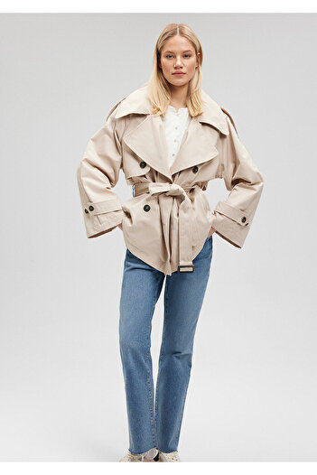 Mavi Beige Short Trench Coat -1110382-70039 Model