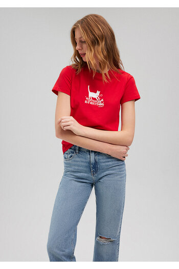 Mavi Cat Printed Red T-Shirt Slim Fit / Slim Fit1612202-82054