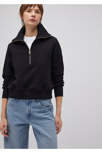 Mavi Black Semi Zipper Sweatshirt - 1S10145-900