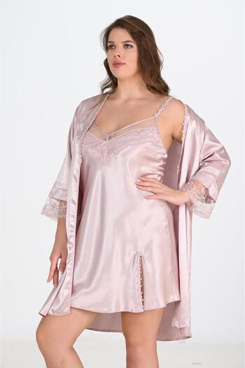 AHU 2-Piece Powder Dressing Gown Set Big Size 6214