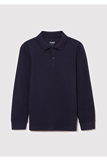 Mavi Navy Blue Polo T-Shirt - Long Sleeve, Loose Fit 6610215 -70490