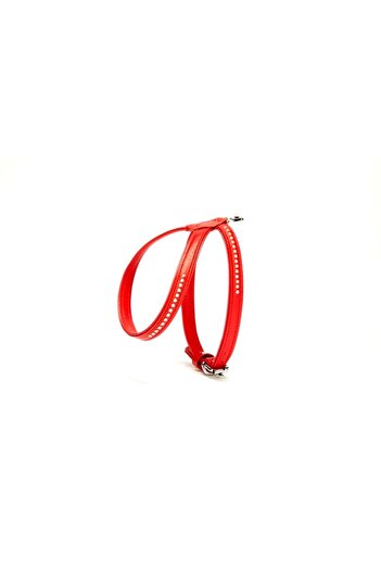 CEKAVE Stoned Leather Dog Collar 1.2 X 25-35 cm Red