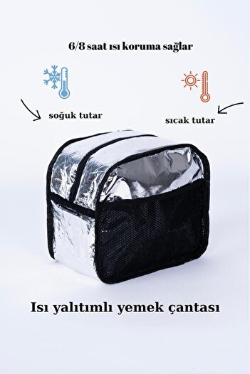 ALTINPAMUK Termal Çanta Isı Yalıtımlı Su Geçirmez Yemek Taşıma Beslenme Çantası Askılı Bej Düz