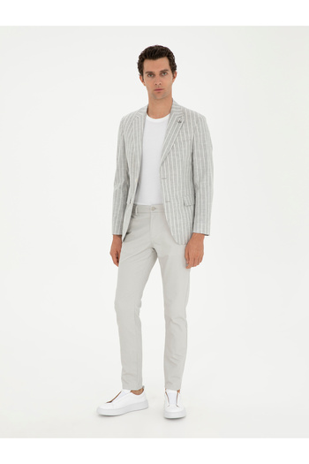 Cacharel Açık Gri Slim Fit Yün Keten Karışımlı Ceket 50284598-VR001