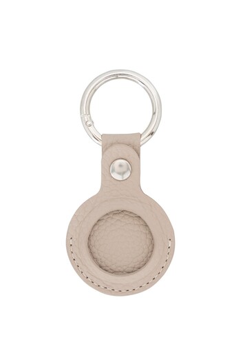 PLM Apple AirTag Compatible Leather Keychain, Beige Color