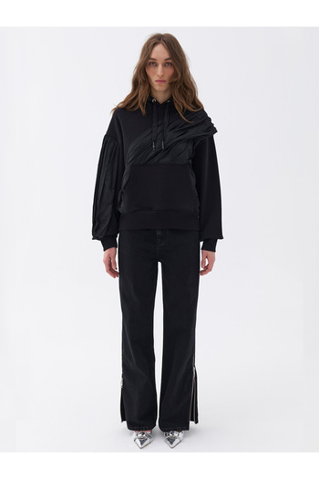 Nocturne Taffeta Drape Detailed Hooded Sweatshirt