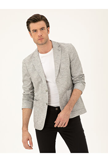 Cacharel Açık Gri Slim Fit Pamuk Karışımlı Ceket 50285251-VR001