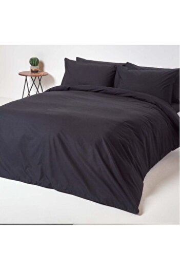 Maki Black Maki Cotton Double Duvet Cover and Pillowcase