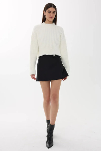 Hiccup Half Collar Long Sleeve Knitted Sweater