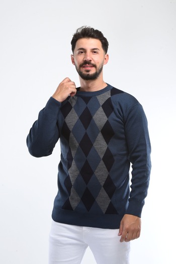 HEDEFNUR TEKSTİL MODEL ALBASTRU CU Gâtul ZERO, CU MODEL DE PIESE DE PENTRU PIESE DE TRICOLOGIE CU Gâtul ZERO, PULLOVER PENTRU TATA, TRICOLOGIE DE OȚEL