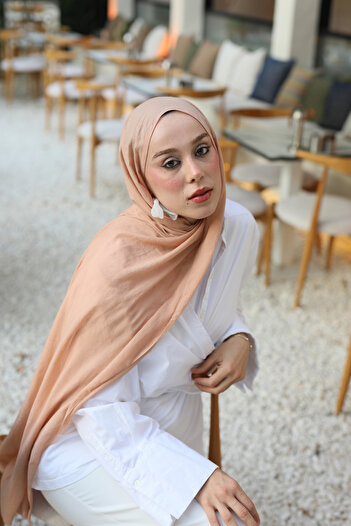 Modakaşmir Salmon Colored Neo Cotton Shawl