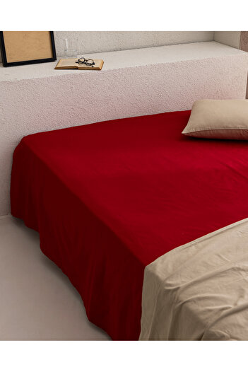 Madame Coco Manon Single 100% Cotton Ranforce Non-Elastic Sheet - Red