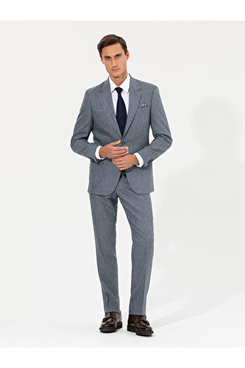 Cacharel İndigo Slim Fit Yün Karışımlı Kazayağı Ceket 50255909-VR028