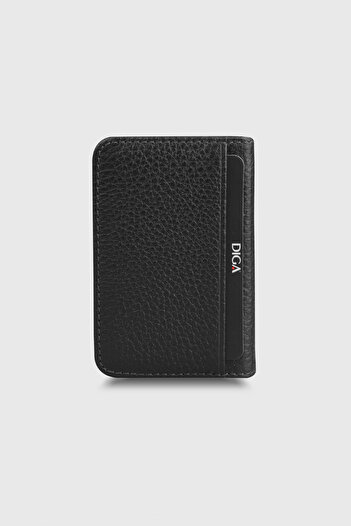 DİGA 1169 Model Real Leather Black Card Holder