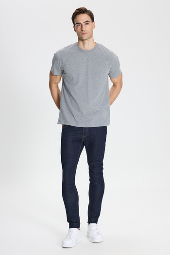 George Henry Unisex Cotton Slim Fit Slim Fit Crew Neck Dark Gray Melange T-Shirt