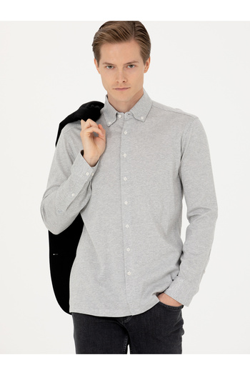 Cacharel Gri Slim Fit Uzun Kollu Gömlek 50255655-VR024