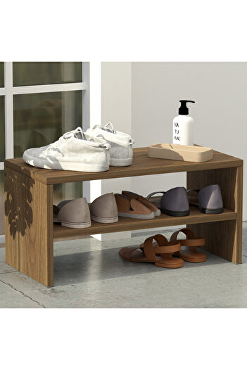 Mahmayi 2-Tier Stackable Shoe Rack, Wooden 2-Shelf Shoe Shoes , Zabrano