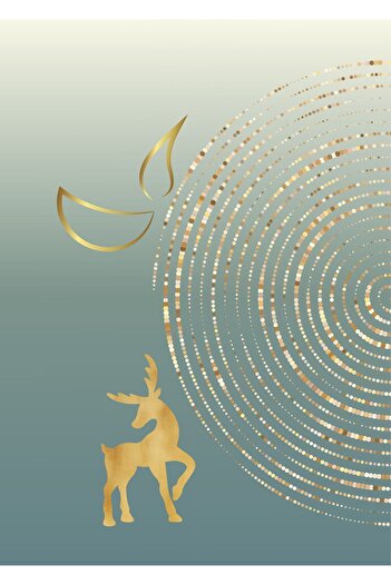 Harikabirev Wonderfulabrev | Green-Gold Deer Abstract Combin | Plexy Frame Mdf Table Krfz
