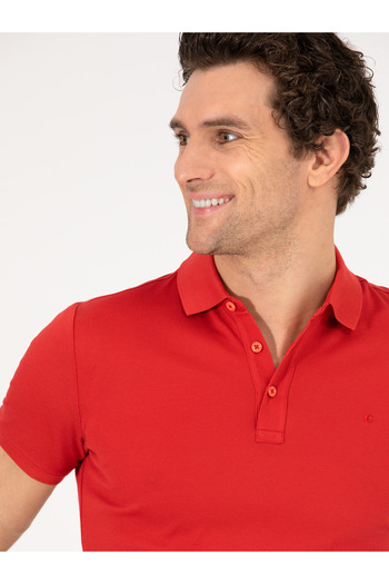 Cacharel Nar Çiçeği Polo Yaka Slim Fit Basic Merserize T-shirt 50265364-VR039