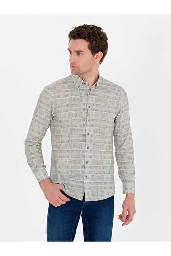 Cacharel Haki Slim Fit Uzun Kollu Gömlek 50265455-VR027