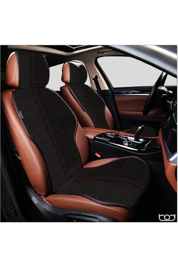 Bod Car Seat Cushion Set with Taste Pocket Seat Protection Cover Sport Series Black-Red (Front & Rear Full Set)
