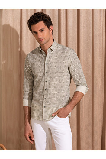 Cacharel Haki Slim Fit Uzun Kollu Gömlek 50265455-VR027
