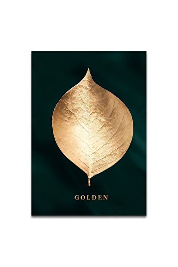 Harikabirev Harikabi̇rev - Gold-Emerald Leaves Combination |   Plexi Framed Mdf Table |   Krfz