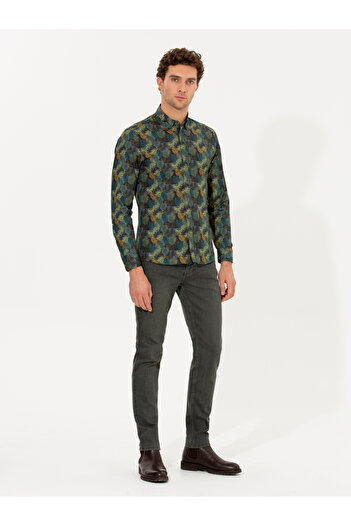 Cacharel Haki Slim Fit Uzun Kollu Gömlek 50255621-VR027
