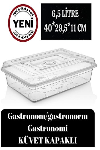 DEEMBRO Gastronom/gastronorm Küvet Kapaklı Gastronomi Küveti Tekne 6,5 Lt Ekmek Pizza Pide Hamur Teknesi