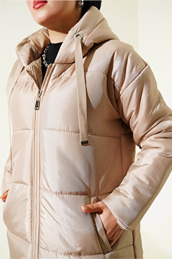 Bigdart T5120 Mink Long Puffer με κουκούλα Hijab παλτό