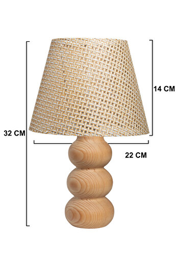 EFLIGHTDESIGN Wooden Lampshade Cream Wicker Pattern Modern Stylish Bedroom Living Room Table Lamp