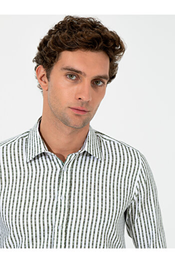 Cacharel Haki Slim Fit Uzun Kollu Gömlek 50255606-VR027