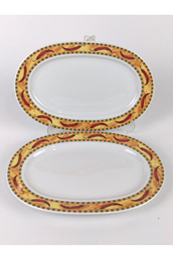 Kütahya Porselen Pepper Patterned Porcelain 2 Pieces 22 X 15 cm Boat Plate